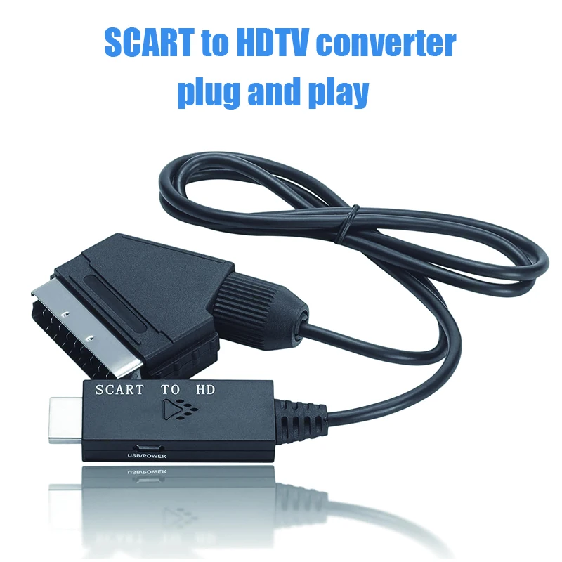 Scart To Hdmi - SCART-HDMI変換アダプター。1080P/720P対応。ビデオ・オーディオ変換。USB電源供給。DVD、セットトップボックス、旧型ゲーム機に対応。プラグアンドプレイ。