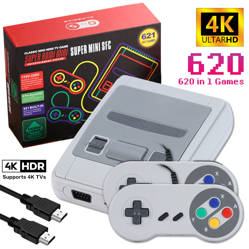 Retro Gaming Kiosk - SFC621 4K HDMIミニレトロSNESビデオゲームコンソール（SNESホーム用）、2つのゲームパッドコントローラー付き、子供へのプレゼントに最適